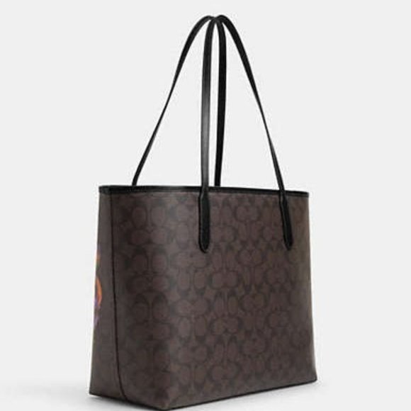 🌸Coach City Tote In Signature Canvas With Rose Print - Picture 2 of 7